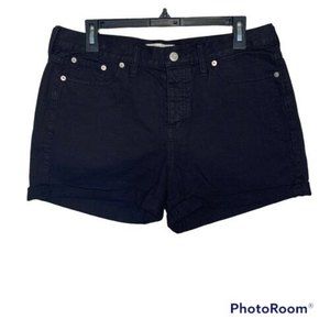 Madewell Women's High Rise Denim Shorts Size 28 Black Button Fly Cuffed